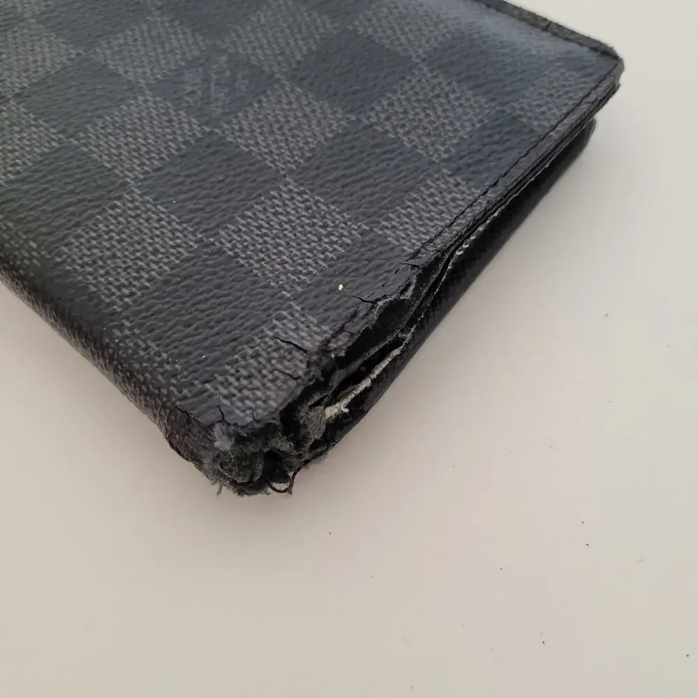 Vintage Louis Vuitton Damier Graph Wallet Black Bi-Fold Large Authentic Check
